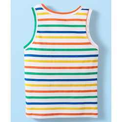 Babyhug 100% Cotton Single Jersey Knit Sleeveless Sando With Stripes - Yellow
