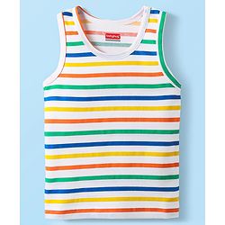 Babyhug 100% Cotton Single Jersey Knit Sleeveless Sando With Stripes - Yellow