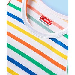 Babyhug 100% Cotton Single Jersey Knit Sleeveless Sando With Stripes - Yellow