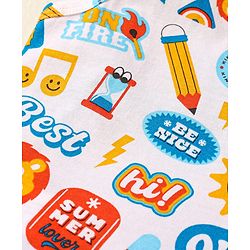 Babyhug 100% Cotton Single Jersey Knit Sando With Text Print - White