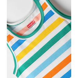 Babyhug 100% Cotton Single Jersey Knit Sleeveless Sando With Stripes - Multicolour