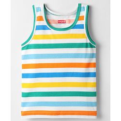 Babyhug 100% Cotton Single Jersey Knit Sleeveless Sando With Stripes - Multicolour