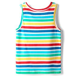 Babyhug 100% Cotton Single Jersey Knit Sando With Stripes - Light Blue