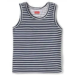 Babyhug 100% Cotton Single Jersey Knit Sleeveless Sando With Stripes - Navy Blue