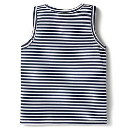Babyhug 100% Cotton Single Jersey Knit Sleeveless Sando With Stripes - Navy Blue
