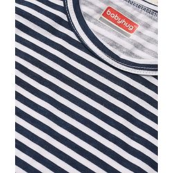 Babyhug 100% Cotton Single Jersey Knit Sleeveless Sando With Stripes - Navy Blue
