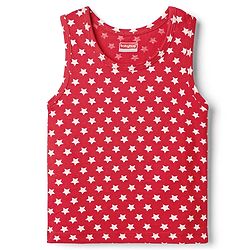 Babyhug 100% Cotton Single Jersey Knit Sleeveless Sando With Star Print - Red