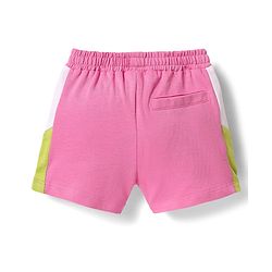 Babyhug Cotton Terry Knit Mid Thigh Shorts With London Embossed Print - Pink
