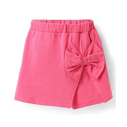 Babyhug Cotton Single Jersey Knit Mid Thigh Shorts with Bow Applique - Pink