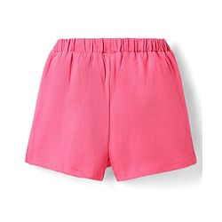 Babyhug Cotton Single Jersey Knit Mid Thigh Shorts with Bow Applique - Pink