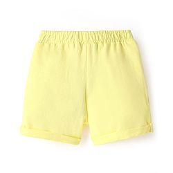 Babyhug Cotton Terry Knit Shorts With Text Print - Yellow