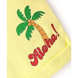 Babyhug Cotton Terry Knit Shorts With Text Print - Yellow