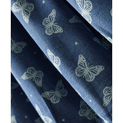 Babyhug Cotton Woven Sleeveless Frock With Butterfly Print & Bow Applique - Blue