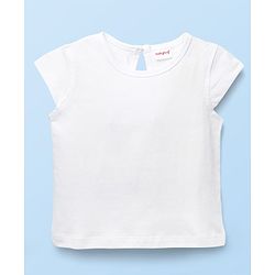 Babyhug Cotton Knit Frock & Half Sleeves Inner Tee With Floral Print & Lace Detailing - Navy Blue & White