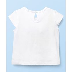 Babyhug Cotton Knit Frock & Half Sleeves Inner Tee With Floral Print & Lace Detailing - Navy Blue & White