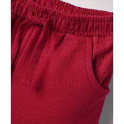 Babyhug Terry Knit Mid Thigh Solid Colour Shorts - Red