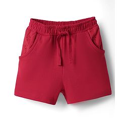 Babyhug Terry Knit Mid Thigh Solid Colour Shorts - Red
