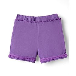 Babyhug Cotton Terry Knit Mid Thigh Solid Shorts With Bow Applique - Purple