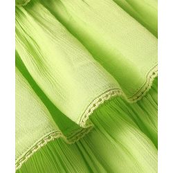 Babyhug Crinkled Crepe Woven Frill Sleeves Layered Top with Lace Detailing - Light Green