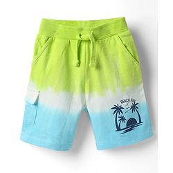Babyhug Terry Knit Mid Thigh Shorts With Tropical Theme Print - Lime Green