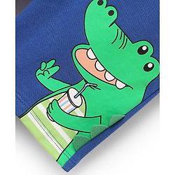 Babyhug Terry Knit Mid Thigh Shorts With Dino Print - Royal Blue