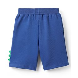 Babyhug Terry Knit Mid Thigh Shorts With Dino Print - Royal Blue