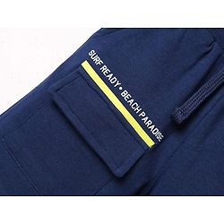 Babyhug Terry Cotton Knit Mid Thigh Beach Theme Print Shorts - Blue