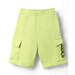 Babyhug Cotton Terry Knit Mid Thigh Shorts With Text Print - Lime Green