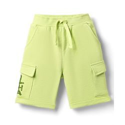 Babyhug Cotton Terry Knit Mid Thigh Shorts With Text Print - Lime Green