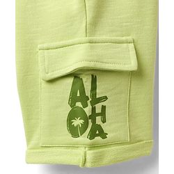 Babyhug Cotton Terry Knit Mid Thigh Shorts With Text Print - Lime Green