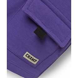 Babyhug Terry Cotton Knit Mid Thigh Solid Coloured Shorts With Front Pocket - Purple