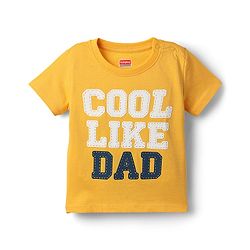 Babyhug Cotton Knit Half Sleeves T-Shirts With I Have Super Power Text Graphics Pack Of 2 - Navy Blue & Yellow