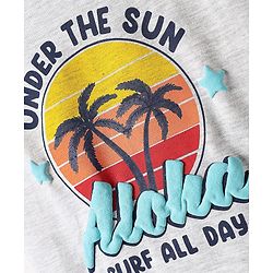 Babyhug Cotton Knit Half Sleeves T-Shirts With Stripes & Aloha Text Print Pack Of 2 - Red & Blue