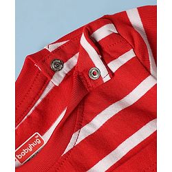 Babyhug Cotton Knit Half Sleeves T-Shirts With Stripes & Aloha Text Print Pack Of 2 - Red & Blue