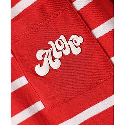 Babyhug Cotton Knit Half Sleeves T-Shirts With Stripes & Aloha Text Print Pack Of 2 - Red & Blue