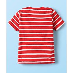 Babyhug Cotton Knit Half Sleeves T-Shirts With Stripes & Aloha Text Print Pack Of 2 - Red & Blue