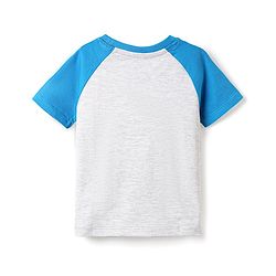 Babyhug Cotton  Knit Half Raglan Sleeves With Under The Sun Text Print - White & Blue