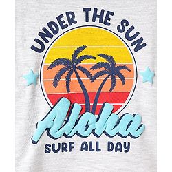Babyhug Cotton  Knit Half Raglan Sleeves With Under The Sun Text Print - White & Blue
