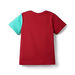 Babyhug Disney Single Jersey Knit Half Sleeves T-Shirt With Mickey And Friends Graphics - Red & Aqua Blue