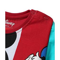 Babyhug Disney Single Jersey Knit Half Sleeves T-Shirt With Mickey And Friends Graphics - Red & Aqua Blue
