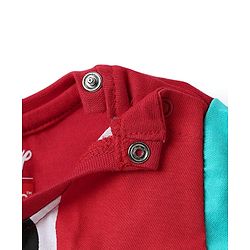 Babyhug Disney Single Jersey Knit Half Sleeves T-Shirt With Mickey And Friends Graphics - Red & Aqua Blue