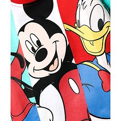 Babyhug Disney Single Jersey Knit Half Sleeves T-Shirt With Mickey And Friends Graphics - Red & Aqua Blue