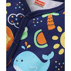 Babyhug 100% Cotton Knit Half Sleeves Front Open jhabla With Stripes & Animal Print Pack Of 3 - Orange Navy Blue & Yellow