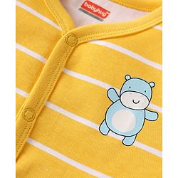 Babyhug 100% Cotton Interlock Knit Front Open jhabla With Animal Print Pack Of 3 - Navy Blue & Yellow