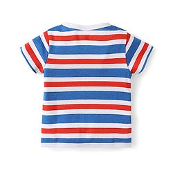 Babyhug 100% Cotton Interlock Knit Front Open Half Sleeves jhablas With Stripes & Vehicle Print Pack Of 3 - Red Blue & Yellow