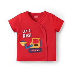 Babyhug 100% Cotton Interlock Knit Front Open Half Sleeves jhablas With Stripes & Vehicle Print Pack Of 3 - Red Blue & Yellow