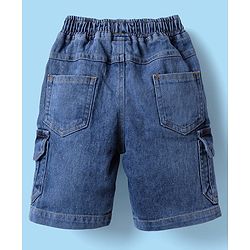 Babyhug Rayon Woven Half Sleeves Shirt & Denim Shorts Set with Tropical Theme Print - Blue