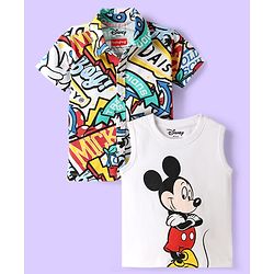 Babyhug Disney Single Jersey Knit Half Sleeves Shirt & T-Shirt With Mickey Mouse Print - Multicolor