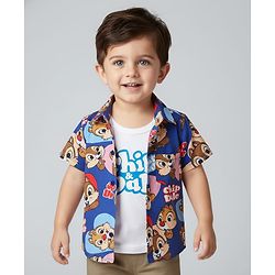 Babyhug Disney Cotton Knit Half Sleeves Shirt & T-Shirt With Chip N' Dale Print - Navy Blue