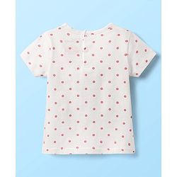 Babyhug Disney Single Jersey Knit Half Sleeves T-Shirt With Frock & Chip N Dale Print & Frill Detailing - White & Pink